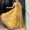 LNB 1672 Yellow Color Chiffon Floral Print Foil Print Embossed Design Lehenga Choli Wedding, Party, Festive, Events Etc. Delivery 4-6 Working Days Rs 3099 | Lehenga, Bollywood Lehenga, Creative Lehenga, Designer Lehenga, Embroidered Lehenga, Party Wear Lehenga