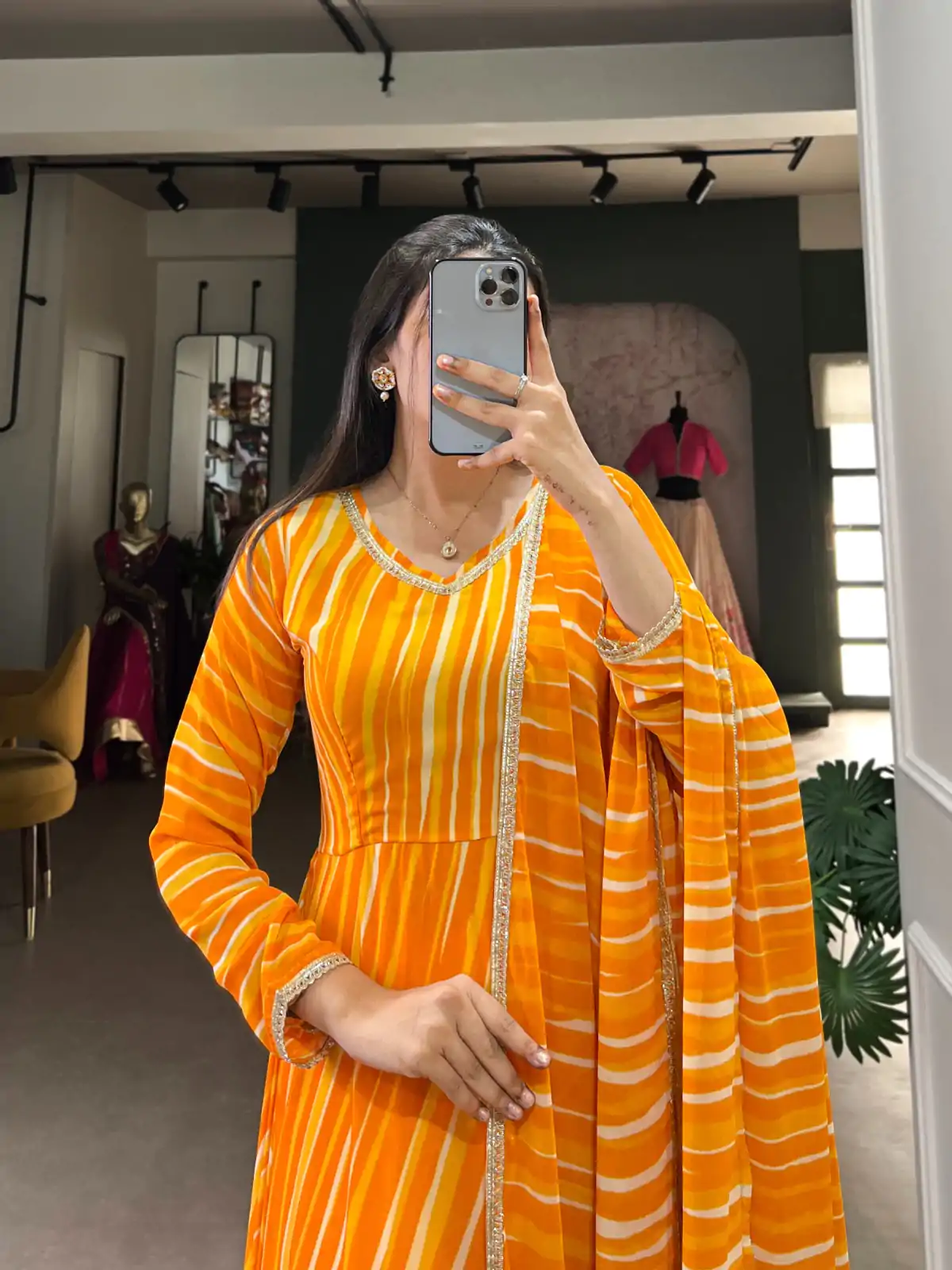 YNF 5026 Yellow Color Georgette Leheriya Georgette Lace Touch Up Gown Casual, Wedding, Festive, Events . Expected Delivery 4-6 Working Days @1649/- only | Gowns, Bollywood Gowns, Creative Gowns, Designer Gowns, Embroidered Gowns, Party Wear Gowns