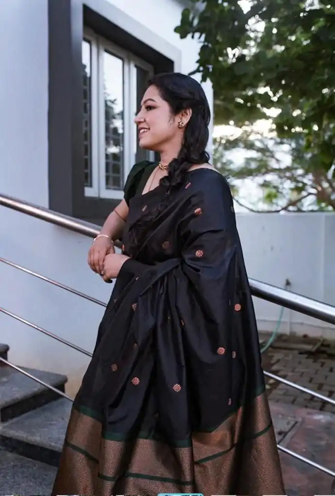 KP 5000 Black Soft Lichi Silk Saree with Designer Work. Wedding, Party, Festive, Events, Now at just ₹1249. Delivery 4-6 Working Days. Shop now. | Sarees, Bollywood Sarees, Creative Sarees, Designer Sarees, Embroidered Sarees, Ethnic Saree, Modern Digital sarees, Party Wear Sarees