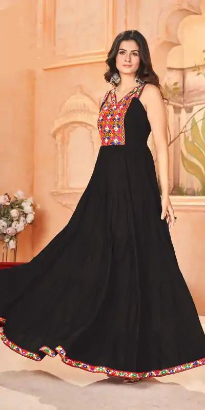 INLI Ghumati Black Heavy Rayon with Lace Work & Gamthi Work Gown . Get it for ₹1749. Delivery 4-6 Working Days. Shop now. | Gowns, Bollywood Gowns, Creative Gowns, Designer Gowns, Embroidered Gowns, Party Wear Gowns