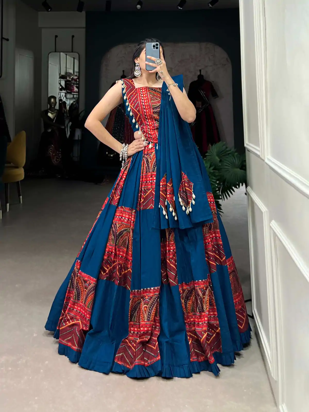 LNB 1696 Blue Pure Cotton Lehenga Choli Perfect for Wedding, Party, Pooja, Housewarming, Baisakhi Special Price ₹3499. Delivery 4-6 Working Days. | Lehenga, Bollywood Lehenga, Creative Lehenga, Designer Lehenga, Embroidered Lehenga, Party Wear Lehenga