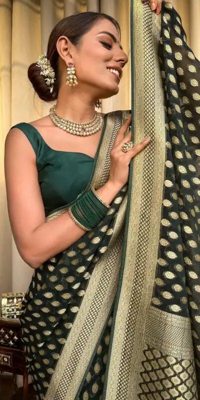 KP 5083 Green Soft Lichi Silk Perfect for Wedding, Party, Family Gatherings, Sangeet, Diwali Cloth. Saree. Get it for ₹1399. Delivery 4-6 Working Days. | Sarees, Bollywood Sarees, Creative Sarees, Designer Sarees, Embroidered Sarees, Ethnic Saree, Modern Digital sarees, Party Wear Sarees