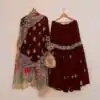 Maroon Chinnon Sequences Work Salwar Suit