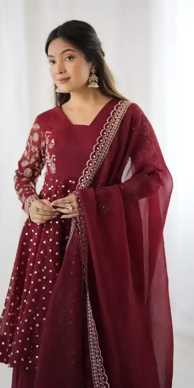 ZSR 3134 Maroon Maroon Crunchy Silk Salwar Suit Perfect for Wedding, Party, Sangeet, Anniversary, Housewarming Introductory Price ₹2399. Delivery 4-6 | Jump Suits, Salwar suit, Casual Suits, Creative suits, Designer Suits, Palazzo Suits, Party Wear Suits, Patiala Suits, Straight Suits