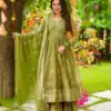 SSR 526 Mehandi Crunchy Silk With Heavy Embroidery Sequence Work With Fully Flair Salwar Suit Wedding, Party, Festive, Events, Now at just ₹2399. Delivery 4 | Jump Suits, Tops & Bottoms, Track Suits, Salwar suit, Casual Suits, Creative suits, Designer Suits, Palazzo Suits, Party Wear Suits, Patiala Suits, Straight Suits, Trendy Wear