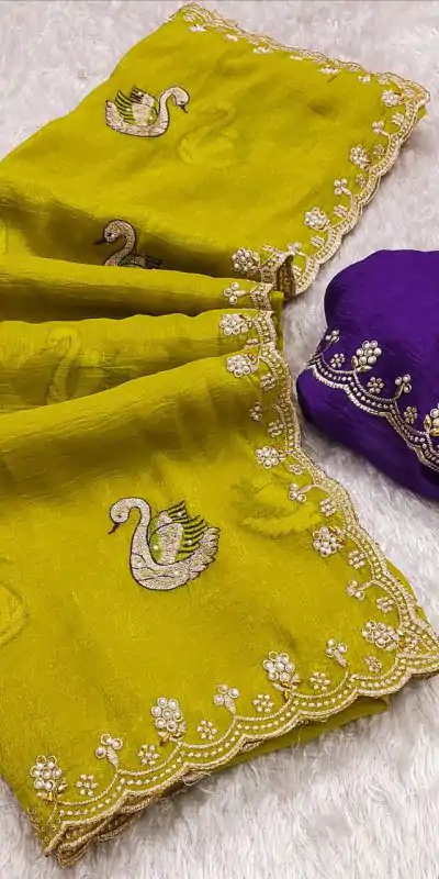 BT 1284 Mustard Crunchy Chiffon Saree Perfect for Wedding, Party, Ethnic Day, Ganesh Chaturthi, Sangeet . Best Price ₹1799. Delivery 4-6 Working Days | Sarees, Bollywood Sarees, Creative Sarees, Designer Sarees, Embroidered Sarees, Ethnic Saree, Modern Digital sarees, Party Wear Sarees