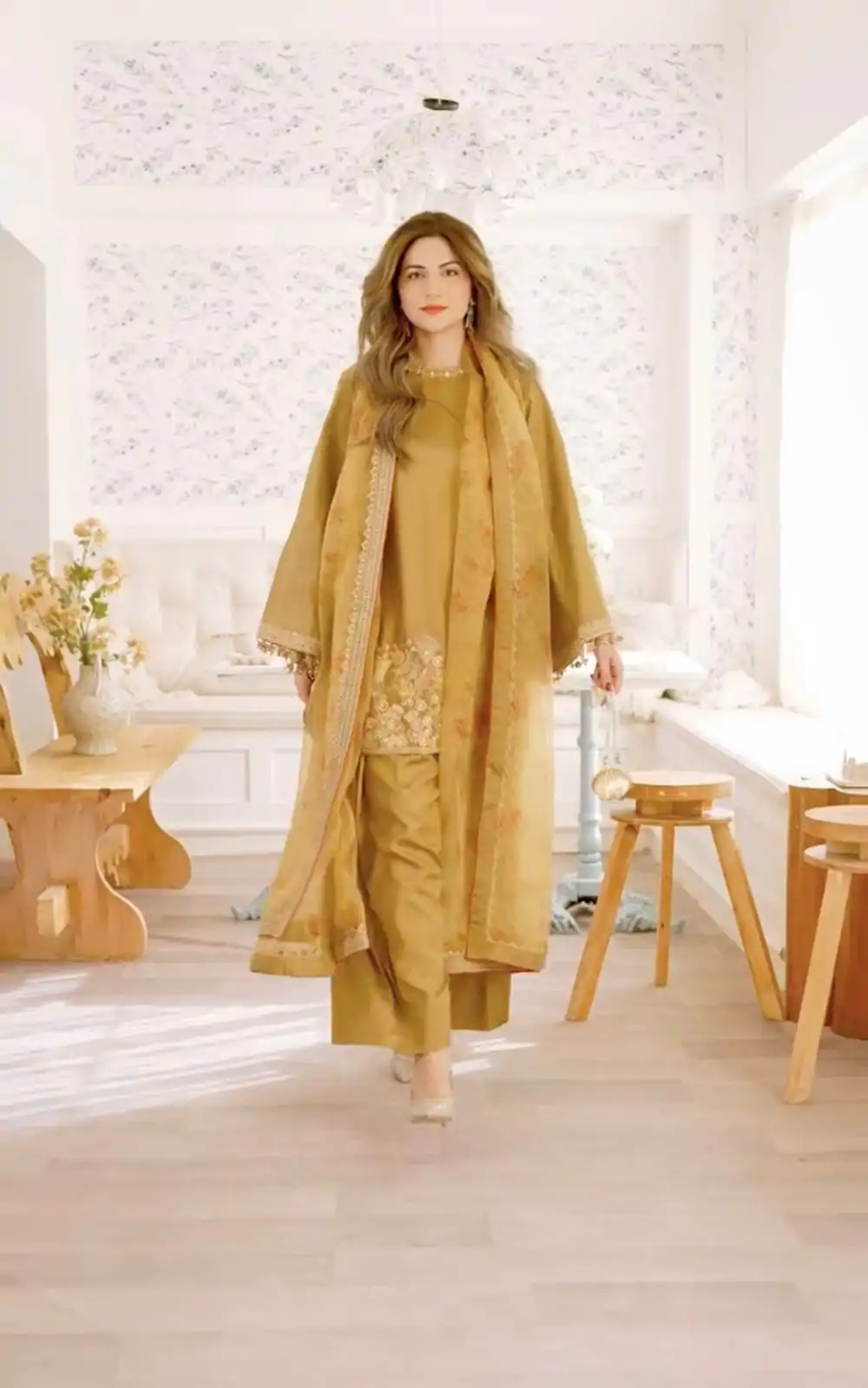 SSR 515 Mustard French Crep Silk With Embroidery Sequence Work with Digital Print & Lace Work Salwar Suit at ₹2099 only. Delivery 4-6 Days | Jump Suits, Salwar suit, Casual Suits, Creative suits, Designer Suits, Palazzo Suits, Party Wear Suits, Patiala Suits, Straight Suits