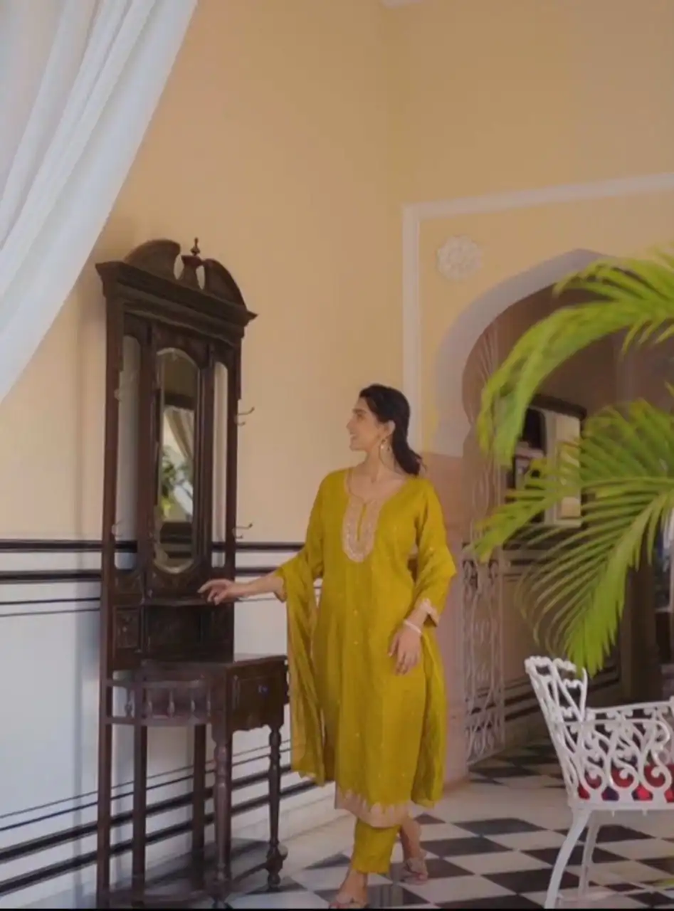 DC 106 Mustard Havy Pure Chinon Salwar Suit Perfect for Wedding, Party, Haldi, Onam, Baisakhi – . Festive Deal ₹1799. Delivery 4-6 Working Days. | Jump Suits, Tops & Bottoms, Track Suits, Salwar suit, Casual Suits, Creative suits, Designer Suits, Palazzo Suits, Party Wear Suits, Patiala Suits, Straight Suits, Trendy Wear