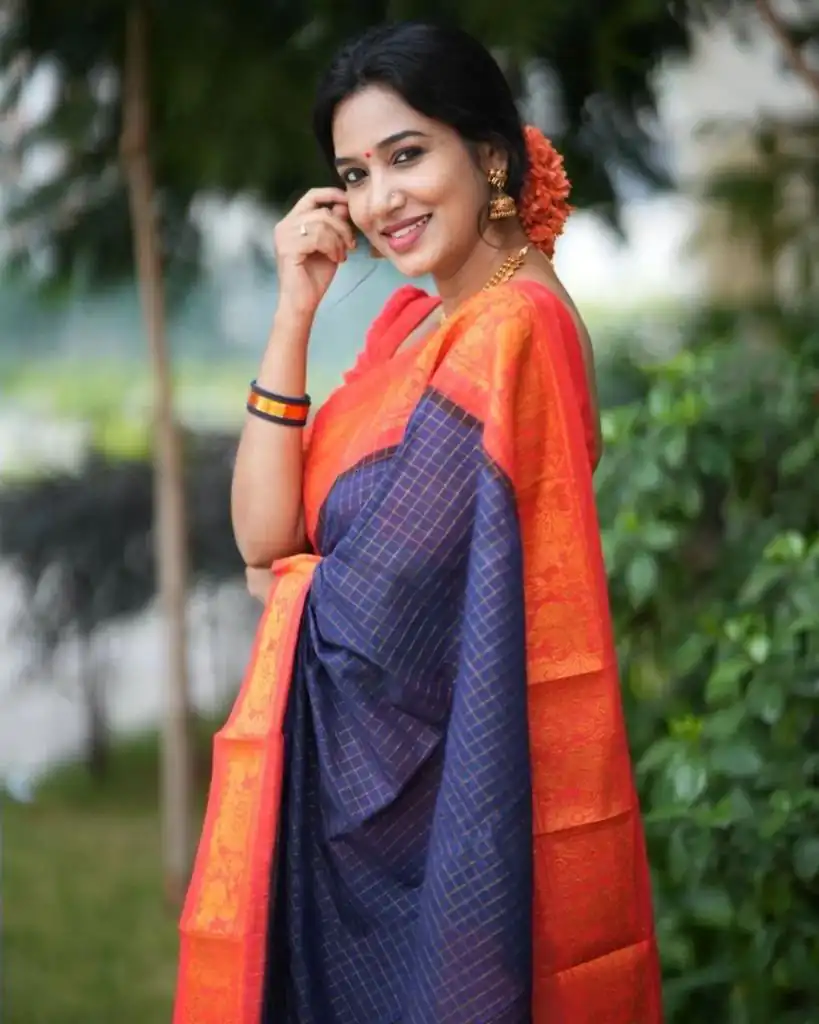 KP 3025 Navy Blue Soft Lichi Silk Saree Perfect for Wedding, Party, Baby Shower, Onam, Durga Puja . Available at ₹1449 only. Delivery 4-6 Working Days. | Sarees, Bollywood Sarees, Creative Sarees, Designer Sarees, Embroidered Sarees, Ethnic Saree, Modern Digital sarees, Party Wear Sarees