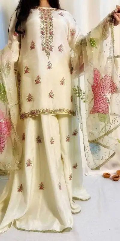 LG 2014 Off White Color Chinon with Embroidery Work Salwar Suit . Wedding, Party, Festive, Events, Get it for ₹1999. Delivery 4-6 Working Days. Shop now. | Jump Suits, Salwar suit, Casual Suits, Creative suits, Designer Suits, Palazzo Suits, Party Wear Suits, Patiala Suits, Straight Suits