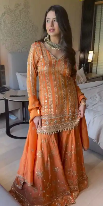 RTC 5926 Orange Faux Georgette With Lace Work Salwar Suit . Wedding, Party, Festive, Events, Best Price ₹2449. Delivery 4-6 Working Days. Shop now. | Jump Suits, Tops & Bottoms, Track Suits, Salwar suit, Casual Suits, Creative suits, Designer Suits, Palazzo Suits, Party Wear Suits, Patiala Suits, Straight Suits, Trendy Wear