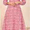 Peach Georgette With Printed Gown