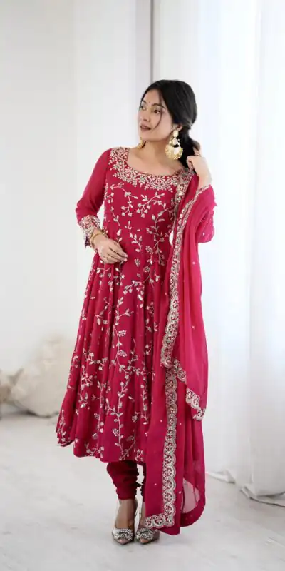 SRK 5299 Pink Faux Georgette With Sequence Work Perfect for Wedding, Party, Lohri, Temple Visit, Ganesh Chaturthi Festive, Events, 4-6 Working Days At 2149 | Gowns, Bollywood Gowns, Creative Gowns, Designer Gowns, Embroidered Gowns, Party Wear Gowns