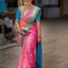 Pink Lichi Silk With Lace Work Saree