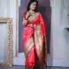 Pink Paithani Ajanta Lotus With Lace Work Saree