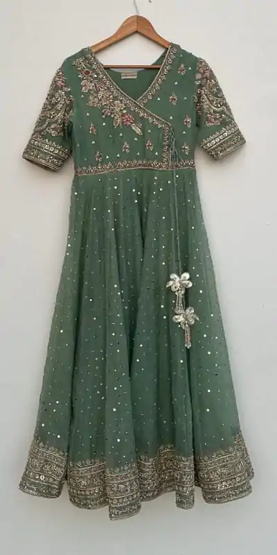 LG 2009 Pista Chinon Gown Perfect for Wedding, Party, Pongal, Ganesh Chaturthi, Family Gatherings – . Introductory Price ₹2099. Delivery 4-6 Working Days | Gowns, Bollywood Gowns, Creative Gowns, Designer Gowns, Embroidered Gowns, Party Wear Gowns