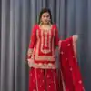 KD 1533 Red Blooming Georgette Salwar Suit Perfect for Wedding, Party, Ethnic Day, Housewarming, Pongal . Available at ₹2149 only. Delivery 4-6 Workin | Salwar suit, Casual Suits, Creative suits, Designer Suits, Palazzo Suits, Party Wear Suits, Patiala Suits, Straight Suits