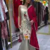 Red French Embroidery Salwar Suit