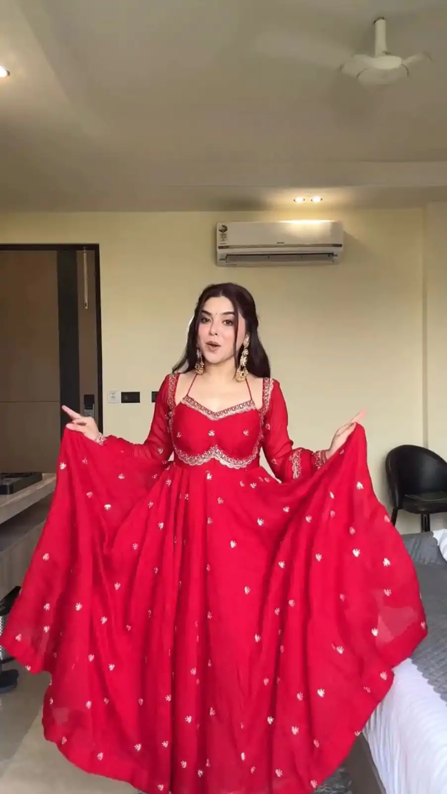 RTC 5924 Red Georgette Thread With Sequence Gown Perfect for Wedding, Party, Reception, Holi, Eid . Available at ₹1999 only. Delivery 4-6 Working Days. | Gowns, Bollywood Gowns, Creative Gowns, Designer Gowns, Embroidered Gowns, Party Wear Gowns