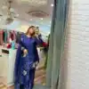 Royal Blue Natural Crep Silk Embroidery Salwar Suit