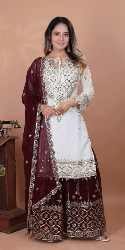 ZSR 3119 White Heavy Faux Georgette With 5mm Embroidery Sequence Work With Full Sleeve Salwar Suit Wedding, Party, Festive, Events Festive Deal ₹ | Jump Suits, Tops & Bottoms, Track Suits, Salwar suit, Casual Suits, Creative suits, Designer Suits, Palazzo Suits, Party Wear Suits, Patiala Suits, Straight Suits, Trendy Wear