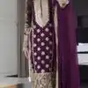SR 1654 Maroon in Faux Georgette With Heavy Embroidery Sequence Work Wedding, Party, Festive, Events Special 4-6 Working Days At 2599/- Only | Jump Suits, Salwar suit, Casual Suits, Creative suits, Designer Suits, Palazzo Suits, Party Wear Suits, Patiala Suits, Straight Suits