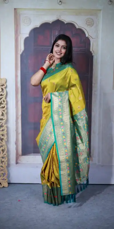 MB 18 Yellow Paithani Ajanta Lotus Saree Perfect for Wedding, Party, Lohri, Durga Puja, Eid – . Get it for ₹2449. Delivery 4-6 Working Days. Shop now. | Sarees, Bollywood Sarees, Creative Sarees, Designer Sarees, Embroidered Sarees, Ethnic Saree, Modern Digital sarees, Party Wear Sarees