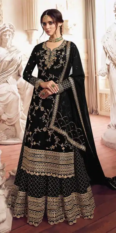 FC LT 4902 Black Georgette with Embroidery Work Salwar Suit . Affordable Price ₹2399. Delivery 4-6 Working Days. Shop now. | Jump Suits, Salwar suit, Casual Suits, Creative suits, Designer Suits, Palazzo Suits, Party Wear Suits, Patiala Suits, Straight Suits