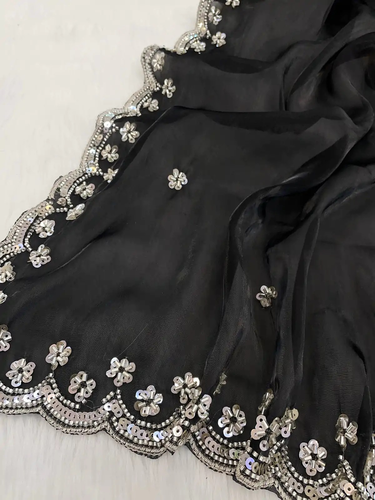 BT 400 Black in Jimmy Chou Silk Embroidery Work & Lace Work Saree . Grab it for ₹2999. Delivery 4-6 Working Days. Shop now. | Sarees, Bollywood Sarees, Creative Sarees, Designer Sarees, Embroidered Sarees, Ethnic Saree, Modern Digital sarees, Party Wear Sarees