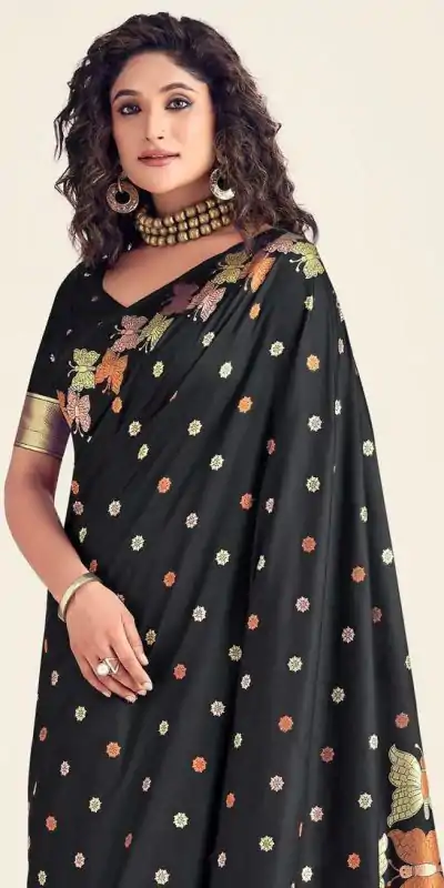 KPR 256 Black in Soft Lichi Silk Lace Border & Lace Work Saree . Special Price ₹1449. Delivery 4-6 Working Days. Shop now. | Sarees, Bollywood Sarees, Creative Sarees, Designer Sarees, Embroidered Sarees, Ethnic Saree, Modern Digital sarees, Party Wear Sarees