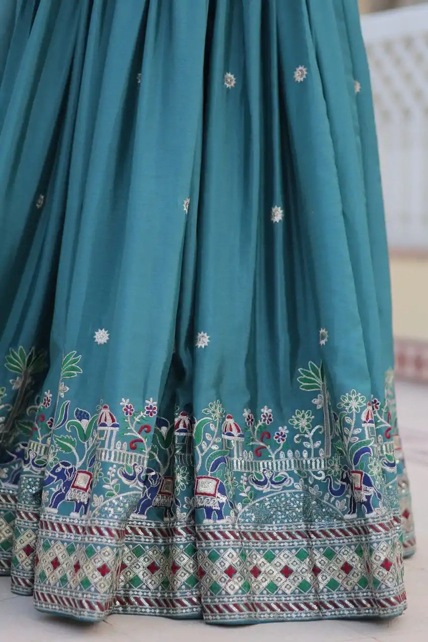 Ram 064 Blue Pure Chinon Lehenga Choli with Embroidery Work. Introductory Price ₹3049. Delivery 4-6 Working Days. Shop now. | Lehenga, Bollywood Lehenga, Creative Lehenga, Designer Lehenga, Embroidered Lehenga, Party Wear Lehenga