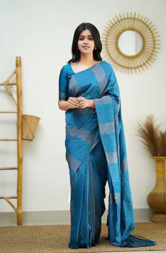 KPR 152 Blue Soft Lichi Silk Saree with Lace Work & Lace Border. Available at ₹1249 only. Delivery 4-6 Working Days. Shop now. | Sarees, Bollywood Sarees, Creative Sarees, Designer Sarees, Embroidered Sarees, Ethnic Saree, Modern Digital sarees, Party Wear Sarees