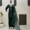 Green French Crape Bead Work Salwar Suit