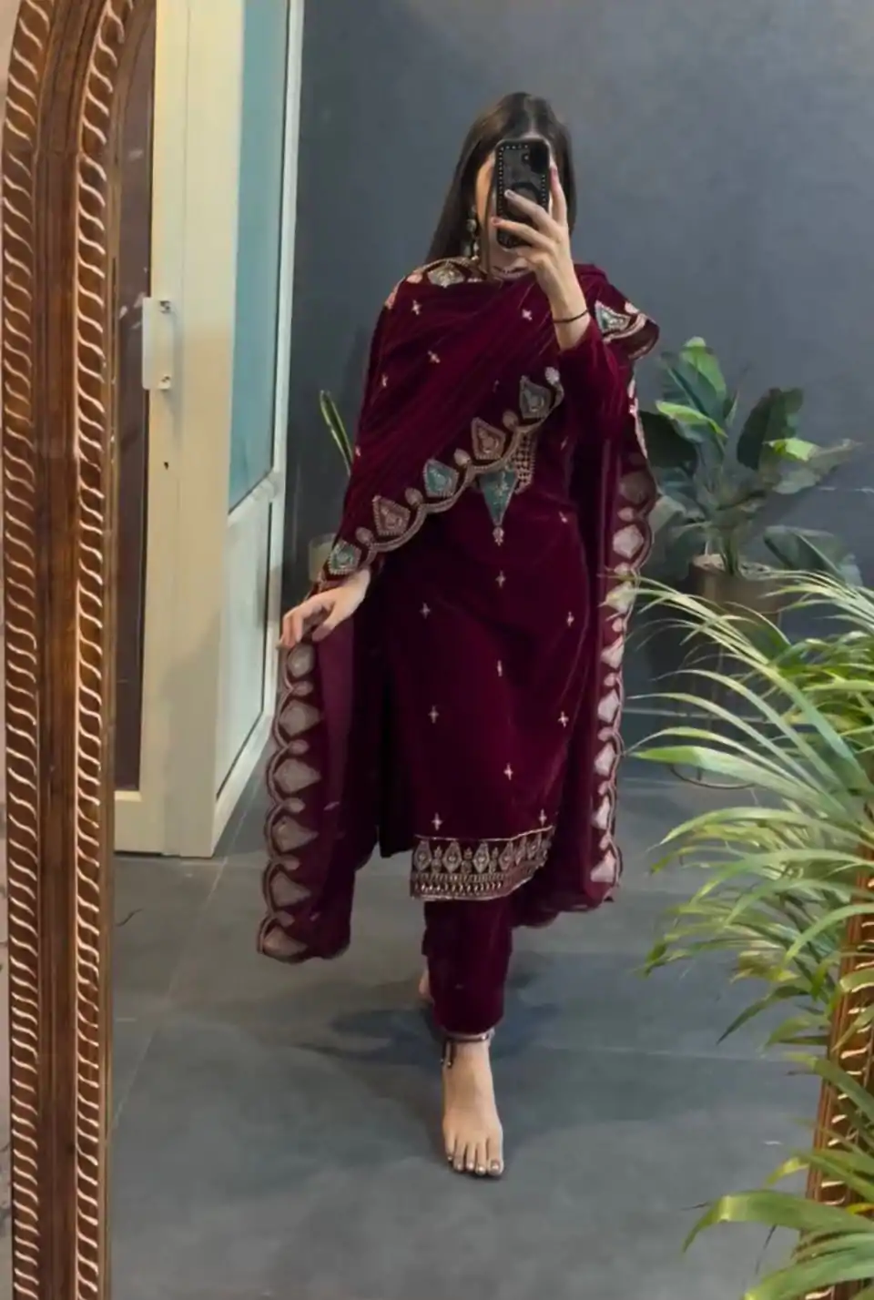 VLM 229 Maroon Viscose Velvet Salwar Suit Perfect for Wedding, Party, Cultural Events, Sangeet, Baby Shower – . Best Price ₹2149. Delivery 4-6 Working | Jump Suits, Tops & Bottoms, Track Suits, Salwar suit, Casual Suits, Creative suits, Designer Suits, Palazzo Suits, Party Wear Suits, Patiala Suits, Straight Suits, Trendy Wear