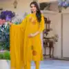 MF 800 Mustered with Embroidery Work & Mirror Work Mustered Chanderi Salwar Suit . Exclusive Offer ₹1599. Delivery 4-6 Working Days. Shop now. | Jump Suits, Salwar suit, Casual Suits, Creative suits, Designer Suits, Palazzo Suits, Party Wear Suits, Patiala Suits, Straight Suits