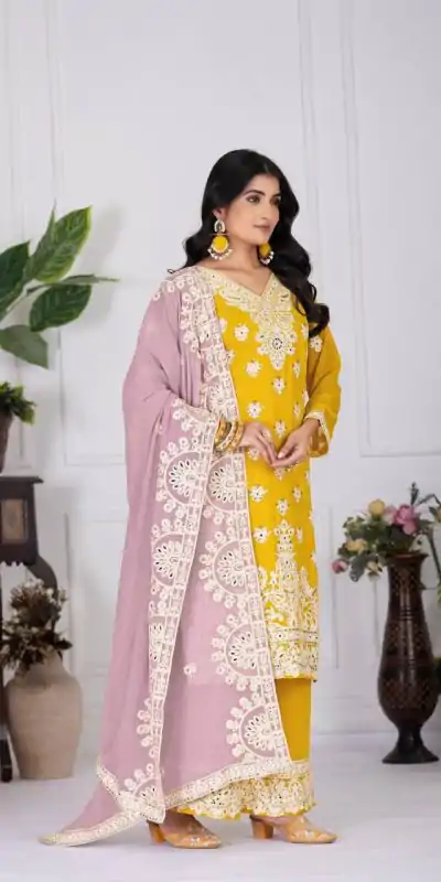 KF 1688 Mustered Faux Georgette with Embroidery Work & Mirror Work Salwar Suit . Exclusive Offer ₹2099. Delivery 4-6 Working Days. Shop now. | Jump Suits, Salwar suit, Casual Suits, Creative suits, Designer Suits, Palazzo Suits, Party Wear Suits, Patiala Suits, Straight Suits