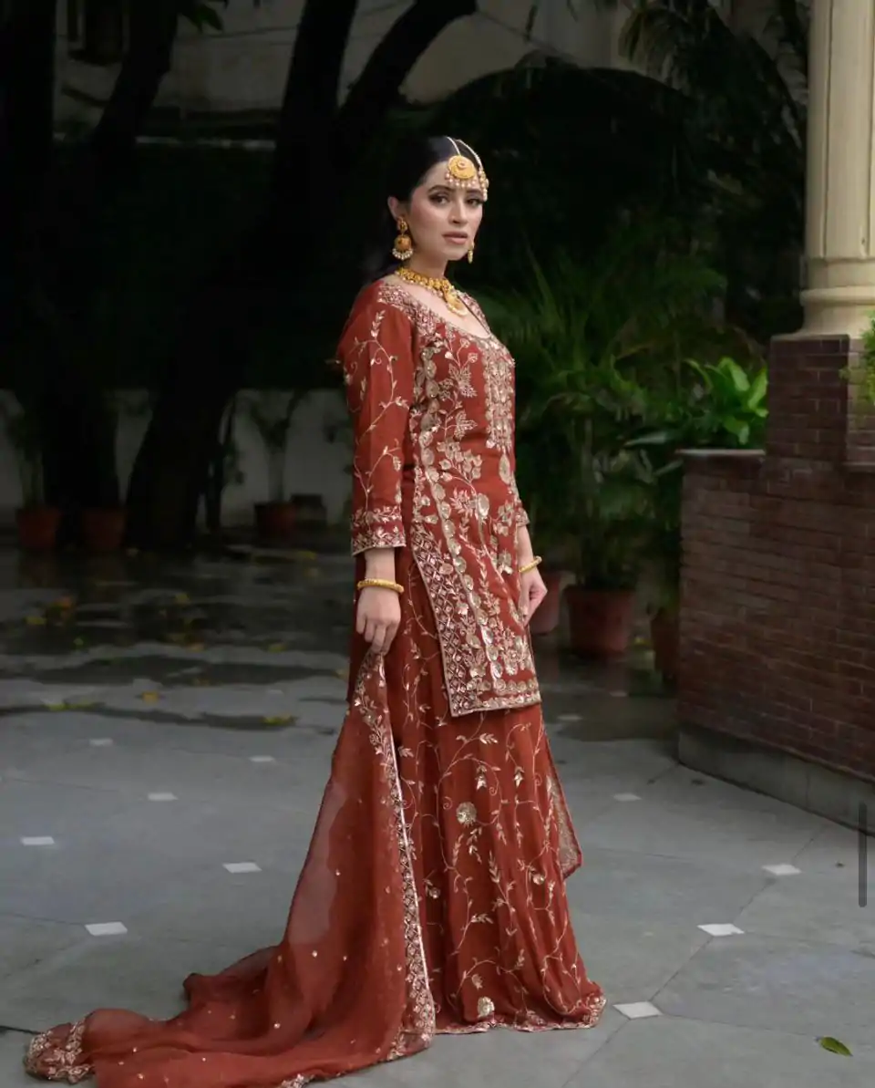 VLM 226 Orange Fox Georgette with Embroidery Work & Lace Work Salwar Suit . Festive Deal ₹2499. Delivery 4-6 Working Days. Shop now. | Jump Suits, Salwar suit, Casual Suits, Creative suits, Designer Suits, Palazzo Suits, Party Wear Suits, Patiala Suits, Straight Suits