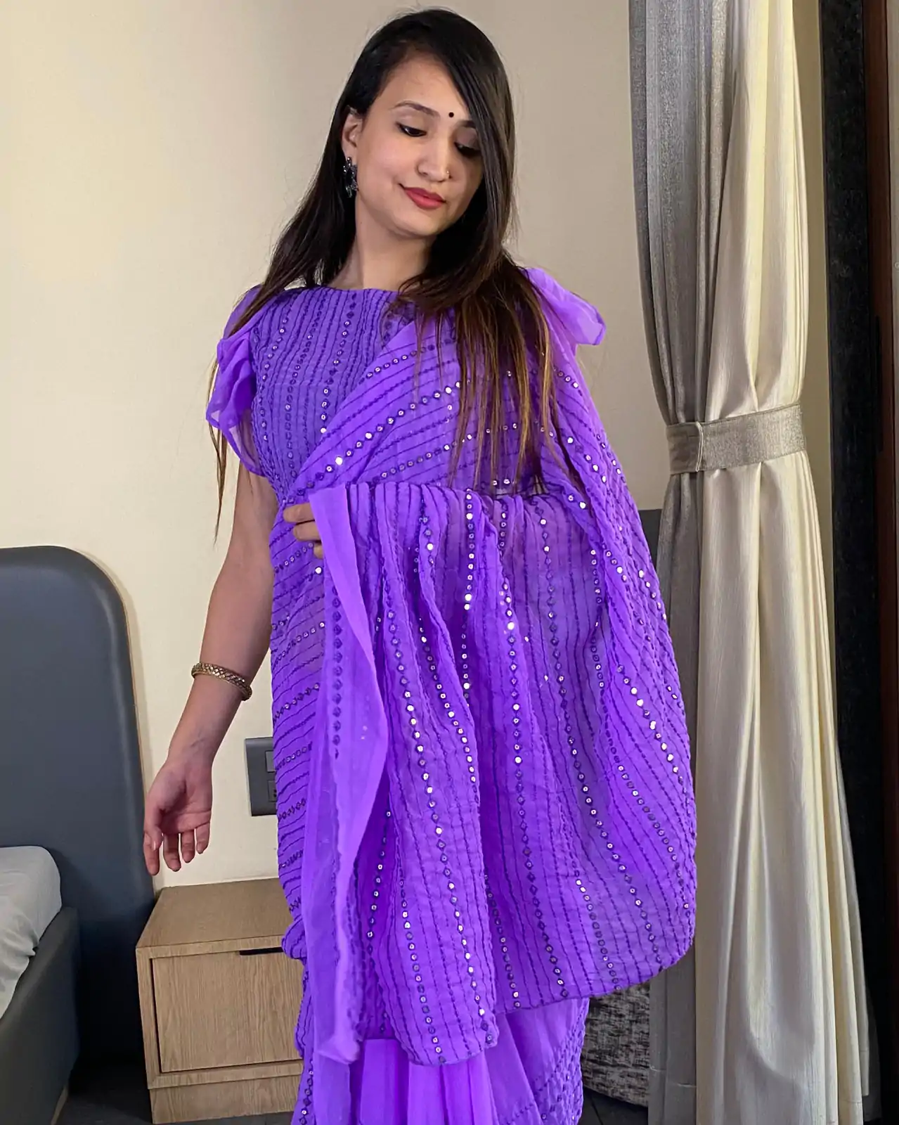BT SUMAN Purple Fox Georgette SareePerfect for Wedding, Party, Sangeet, Baisakhi, Karwa Chauth – . Special Price ₹1749. Delivery 4-6 Working Days. | Sarees, Bollywood Sarees, Creative Sarees, Designer Sarees, Embroidered Sarees, Ethnic Saree, Modern Digital sarees, Party Wear Sarees