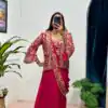 ST 1074 Red Color Chinon Saree with Embroidery Work & Lace Work. Wedding, Party, Festive, Events, Best Price ₹2399. Delivery 4-6 Working Days. Shop now. | Sarees, Bollywood Sarees, Creative Sarees, Designer Sarees, Embroidered Sarees, Ethnic Saree, Modern Digital sarees, Party Wear Sarees