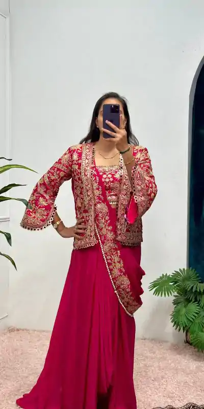 ST 1074 Red Color Chinon Saree with Embroidery Work & Lace Work. Wedding, Party, Festive, Events, Best Price ₹2399. Delivery 4-6 Working Days. Shop now. | Sarees, Bollywood Sarees, Creative Sarees, Designer Sarees, Embroidered Sarees, Ethnic Saree, Modern Digital sarees, Party Wear Sarees