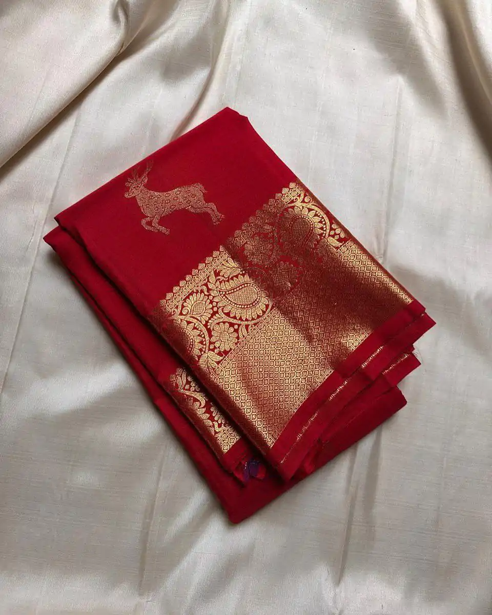 KPR 239 Red Soft Lichi Silk Saree Perfect for Wedding, Party, Haldi, Onam, Pooja – . Special Price ₹1499. Delivery 4-6 Working Days. Shop now. | Sarees, Bollywood Sarees, Creative Sarees, Designer Sarees, Embroidered Sarees, Ethnic Saree, Modern Digital sarees, Party Wear Sarees