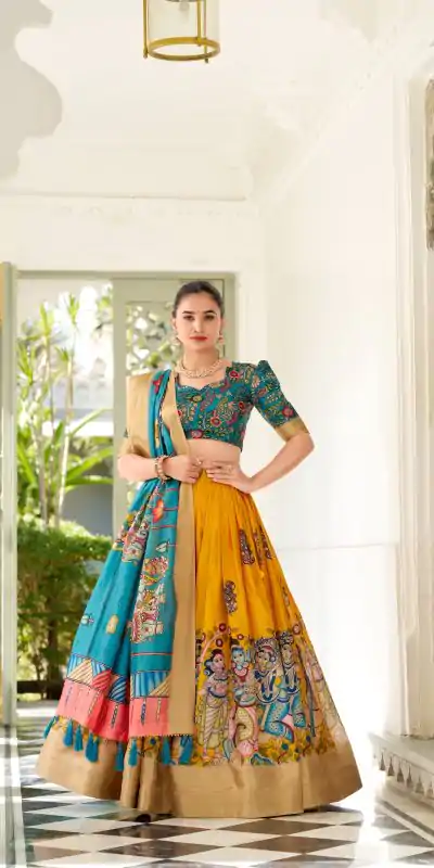 LNB 1017 Yellow Dola Silk Lehenga Choli. Perfect for Wedding, Party, Pooja, Reception, Bridal Wear – Available at ₹1899 only. Delivery 4-6 Working Day | Lehenga, Bollywood Lehenga, Creative Lehenga, Designer Lehenga, Embroidered Lehenga, Party Wear Lehenga