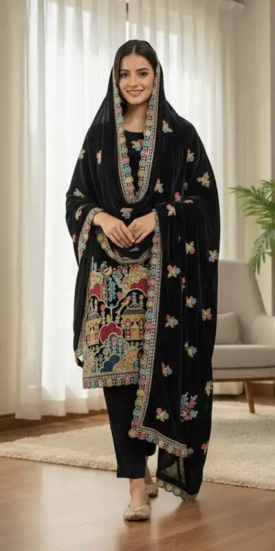 SRK 5220 Black Viscose Velvet Salwar Suit Perfect for Wedding, Party, Family Gatherings, Baby Shower, Mehendi – . Introductory Price ₹2099. Delivery 4 | Jump Suits, Tops & Bottoms, Track Suits, Salwar suit, Casual Suits, Creative suits, Designer Suits, Palazzo Suits, Party Wear Suits, Patiala Suits, Straight Suits, Trendy Wear