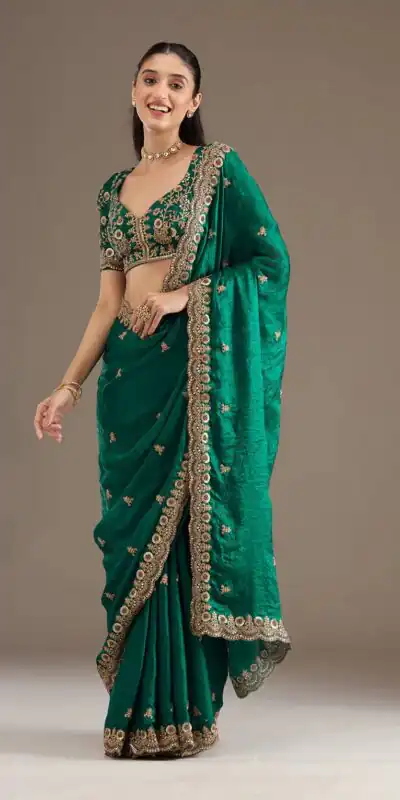 BT 434 Green Fandy Sattin Silk Saree with Zari Work. Wedding, Party, Festive, Events, Best Price ₹2049. Delivery 4-6 Working Days. Shop now. | Sarees, Bollywood Sarees, Creative Sarees, Designer Sarees, Embroidered Sarees, Ethnic Saree, Modern Digital sarees, Party Wear Sarees