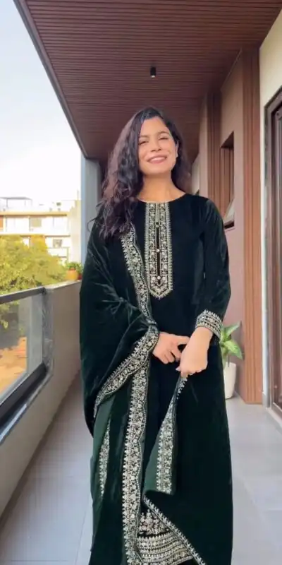 LG 2023 Green Velvet Salwar Suit with Embroidery Work. Wedding, Party, Festive, Events Get it for ₹2029. Delivery 4-6 Working Days. Shop now. | Jump Suits, Tops & Bottoms, Track Suits, Salwar suit, Casual Suits, Creative suits, Designer Suits, Palazzo Suits, Party Wear Suits, Patiala Suits, Straight Suits, Trendy Wear