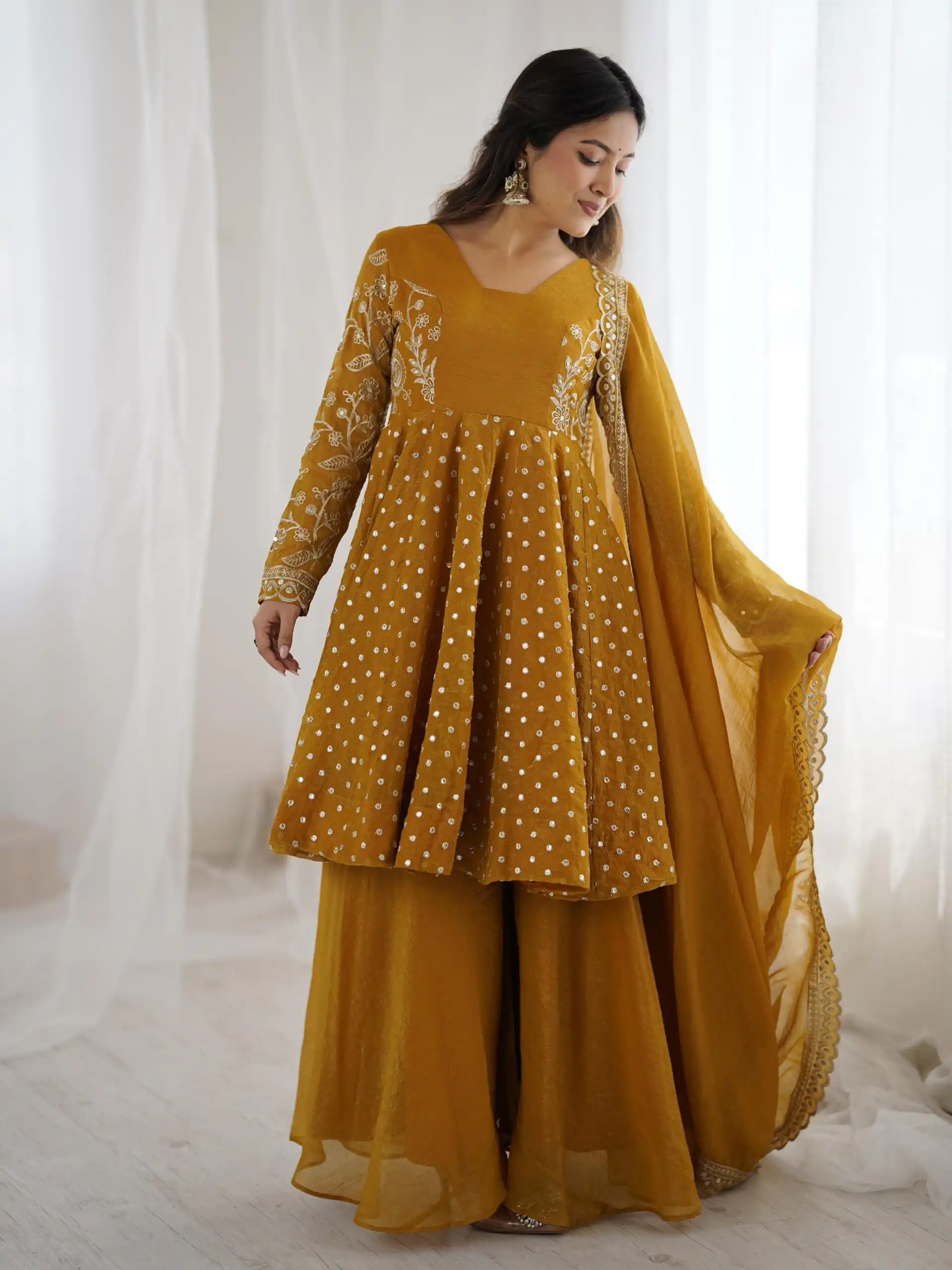 ZSR 3134 Mustard Crunchy Silk Salwar Suit Perfect for Wedding, Party, Sangeet, Anniversary, Housewarming Introductory Price ₹2399. Delivery 4-6 | Jump Suits, Salwar suit, Casual Suits, Creative suits, Designer Suits, Palazzo Suits, Party Wear Suits, Patiala Suits, Straight Suits