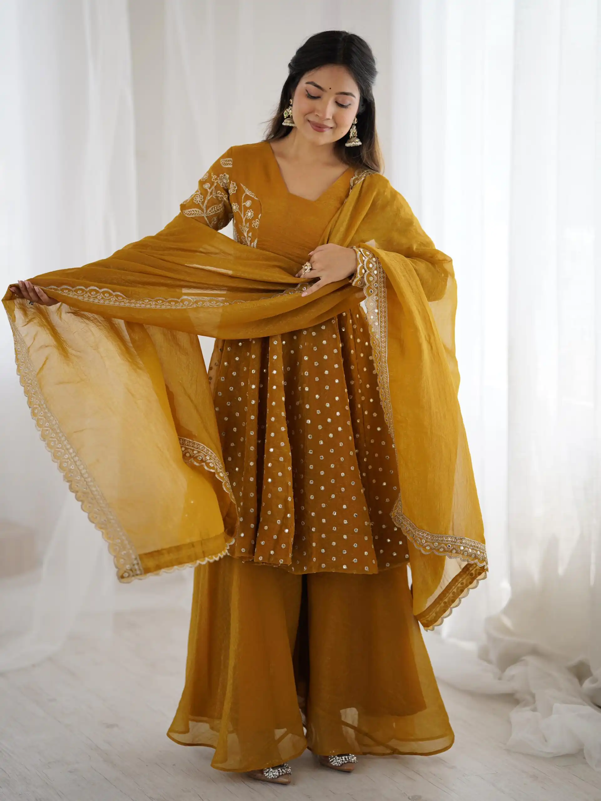 ZSR 3134 Mustard Crunchy Silk Salwar Suit Perfect for Wedding, Party, Sangeet, Anniversary, Housewarming Introductory Price ₹2399. Delivery 4-6 | Jump Suits, Salwar suit, Casual Suits, Creative suits, Designer Suits, Palazzo Suits, Party Wear Suits, Patiala Suits, Straight Suits
