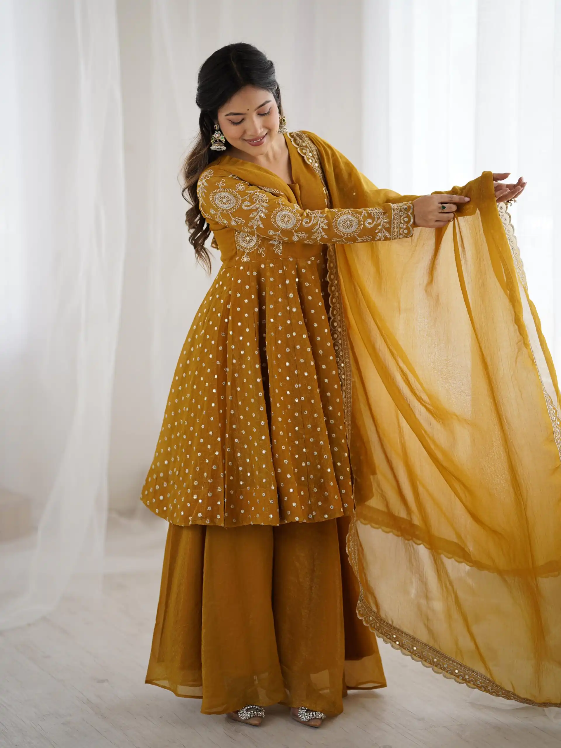 ZSR 3134 Mustard Crunchy Silk Salwar Suit Perfect for Wedding, Party, Sangeet, Anniversary, Housewarming Introductory Price ₹2399. Delivery 4-6 | Jump Suits, Salwar suit, Casual Suits, Creative suits, Designer Suits, Palazzo Suits, Party Wear Suits, Patiala Suits, Straight Suits