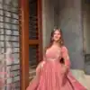 RTC 5937 Peach Fendy silk Gown with Lace Work. Wedding, Party, Festive, Events Get it for ₹2149. Delivery 4-6 Working Days. Shop now. | Gowns, Bollywood Gowns, Creative Gowns, Designer Gowns, Embroidered Gowns, Party Wear Gowns