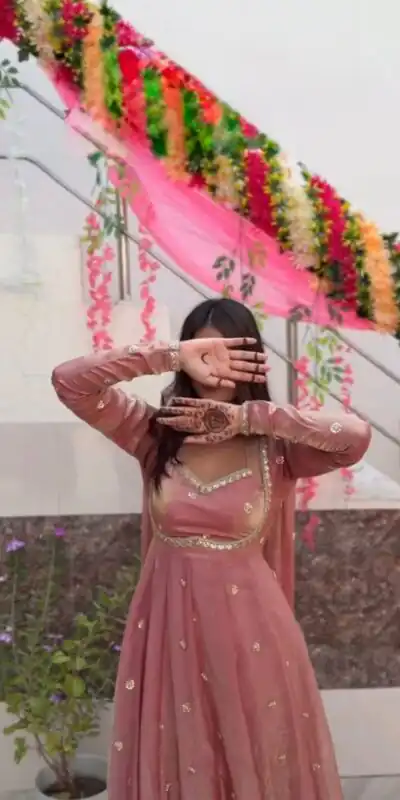 RTC 5937 Peach Fendy silk Gown with Lace Work. Wedding, Party, Festive, Events Get it for ₹2149. Delivery 4-6 Working Days. Shop now. | Gowns, Bollywood Gowns, Creative Gowns, Designer Gowns, Embroidered Gowns, Party Wear Gowns